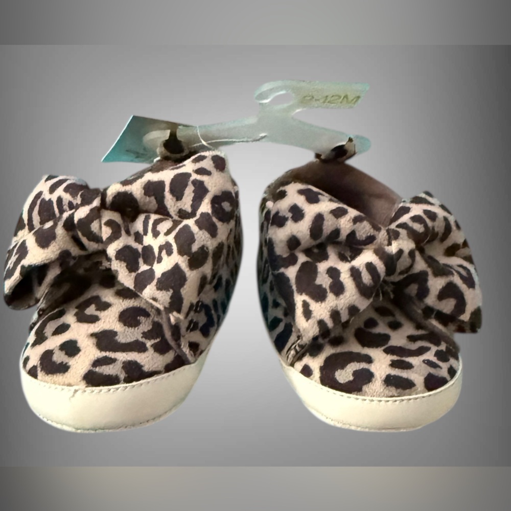 Cat & Jack Baby Leopard Bow Moccasins 9–12M Soft Sole Crib Shoes NWT - Picture 8 of 10